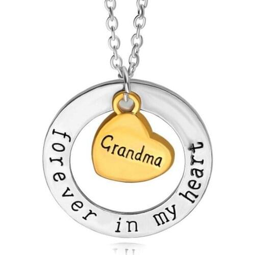 Fashion Grandma Gold Forever In My Heart Women Family Charm Pendant Necklace Jewelry Grandmother Gifts Chain