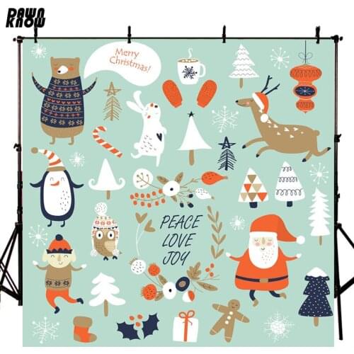 DAWNKNOW Merry Christmas Photo Background Fotografia Cartoon Tree Photography Backdrop Photocall Children Photo Studio G949