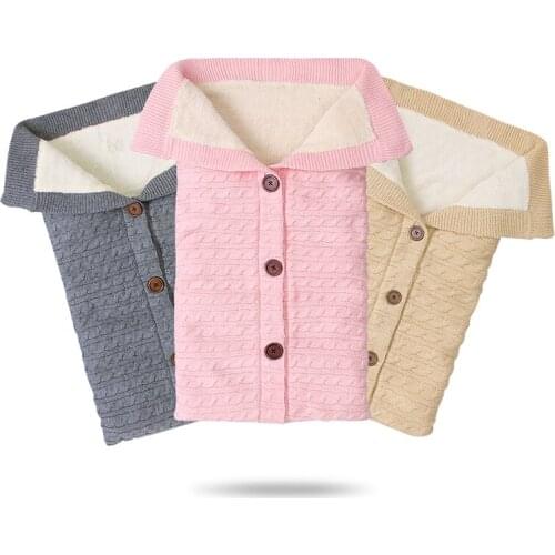 Baby Sleeping Bags Solid Knitted Newborn Gown Boys Sleep Sack Warm Winter Infant Girls Stroller Envelope Swaddle Wrap Super Soft