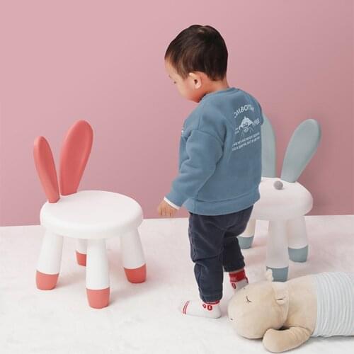 Home Anti-slip Chair Kids Rabbit Chair Dining Chair Thicken Children Backrest Chairs Seat Rabbit Ear Shaped Kindergarten Stools
