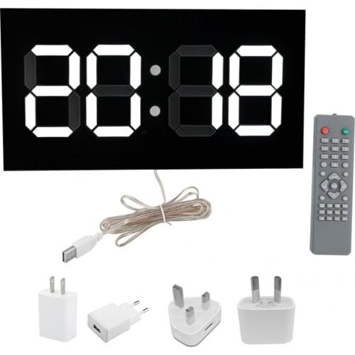 Electronic Wall Clock Digital Wall Clock Remote Control Electronic Clock Convex Body White Digital Home Decoration 100-240V