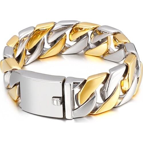 European and American fashion mens jewelry hip-hop style titanium steel thick buckle bracelet