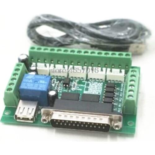 1 Set MACH3 Engraving machine 5 Axis CNC Breakout Board With Optical Coupler For Stepper Motor drive controller+USB cable