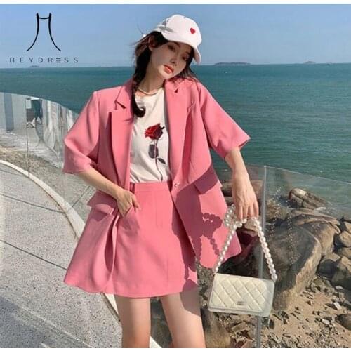 Heydress Vintage Female Office Ladies Blazer Suits Retro Blazer Sets Single Breasted Jacket & Pencil Skirt 2 Pieces Skirt Suits