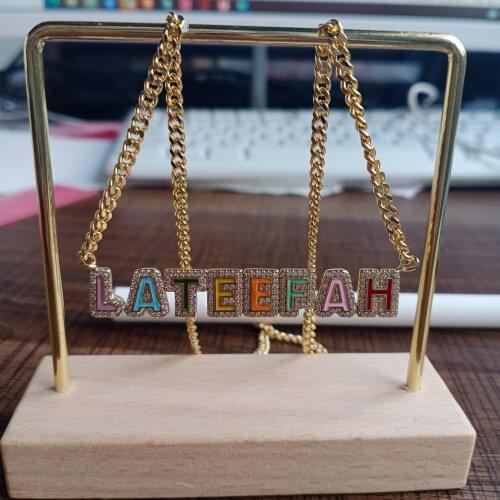 Lateefah Custom Name Necklaces 9mm Letters Necklace for Women Name Necklaces Personaliz Necklace Crystal Pendant for Women
