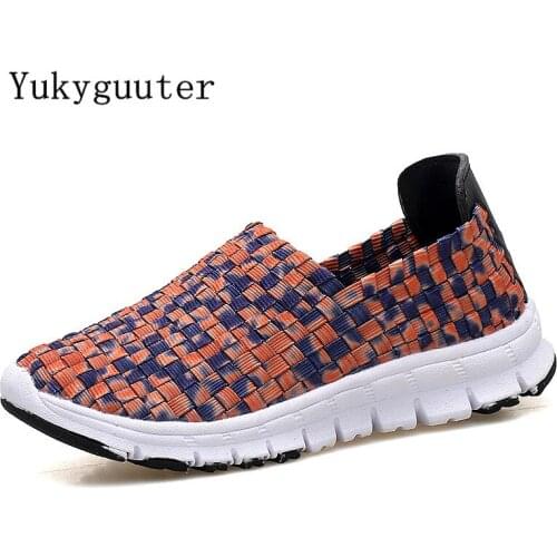 Sport Running Shoes Woman Outdoor Breathable Weave Couple Shoes Slip On Lightweight Athletic Mesh Sneakers Women High Quality