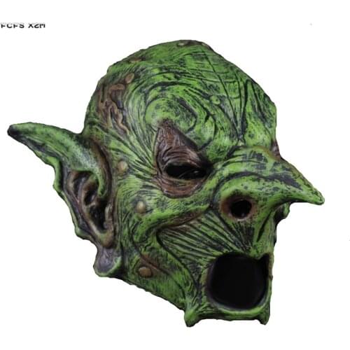Latex Halloween Goblin Mask Costume Props Green monster Cosplay Headgear Carnival Purim parade Nightclub Role play Party Poops