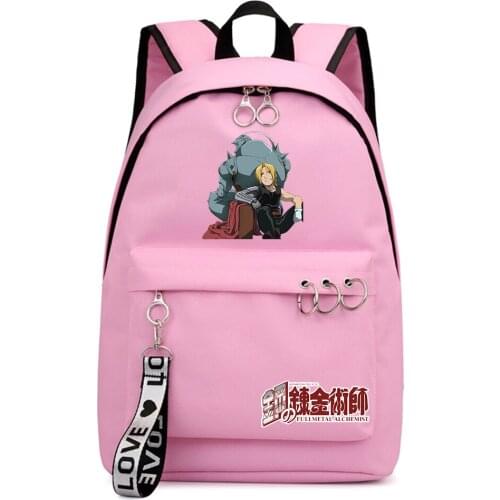 Fullmetal Alchemist Zipper Rucksack Boys Girls Schoolbag Packsack Shoulders Fashion Backpack Laptop Bag Teenger Student Bookbag