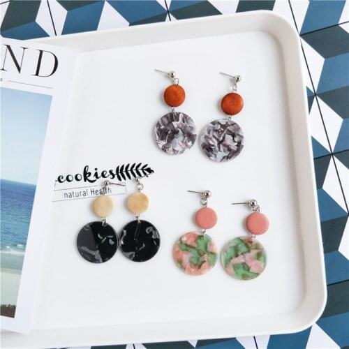 Fashion Wild Acrylic Wood Round Drop Earrings for Women Sweet Acetate Circle Geometric Long Earrings Party Girl Jewelry Gifts