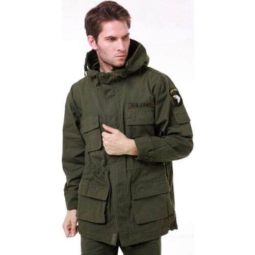 Military Uniform Mens M65 Trench Coat Male Solid Camouflage Wadded 101st Airborne Force Fleece Jacket Coat Men Clothing