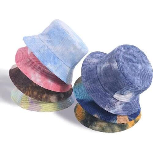 Mens And Womens Autumn And Winter Fashion Tie Dyed Corduroy Basin Hat, Fashion Sunshade Folding Double-Sided Fishermans Hat