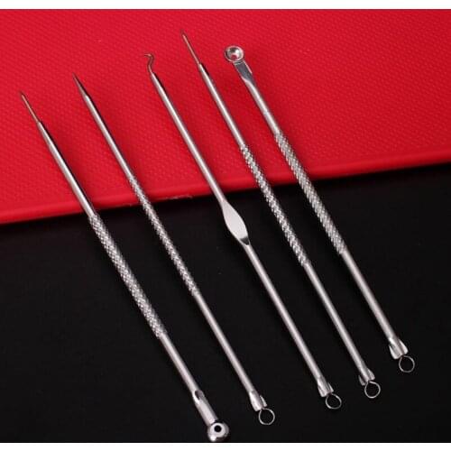 Blackhead Whitehead Pimple Acne Blemish Comedone Extractor Remover Tool Kit 5Pcs