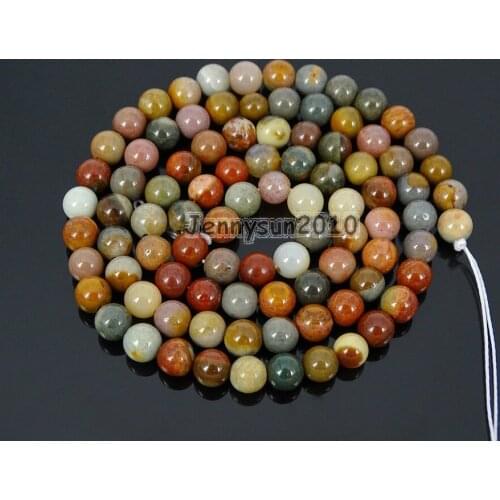 Natural Polychrome Jas-per 4mm Gems Stones Round Ball Loose Spacer Beads 15'' 5 Strands/ Pack