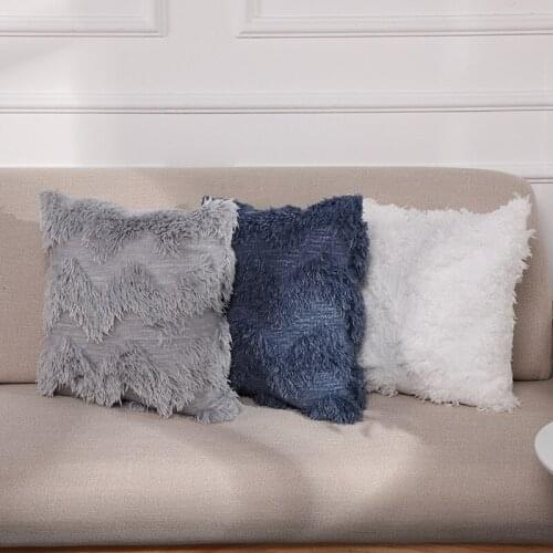 Plush pillowcase cozy home creative core free feather wave double side plush sofa Cushion cover home decorate warm family