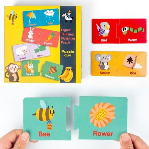 Matching Jigsaw Puzzle Montessori Materials Kids Toys Wooden Logic Training Bricks Educational Toys For Children Learning Toy