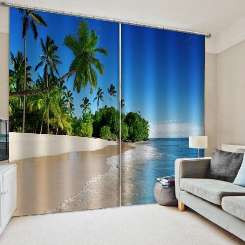 Nature scenery blue beach curtains 2 Panels Set 3d curtains Decor 3D Print Window Blackout Curtain Drapes