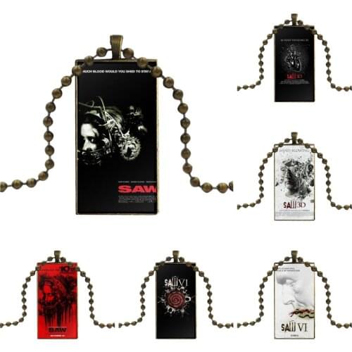 Saw Leigh Whannell Flexibles For Unisex Party Gift Design Fashion Vintage Glass Women Rectangle Necklace Pendants