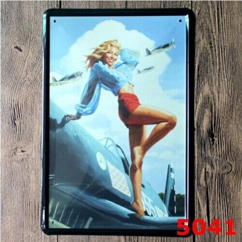 Sexy Girl Paiting Tin Sign Bar Pub Home Wall Decor Retro Metal Art Poster 20x30CM