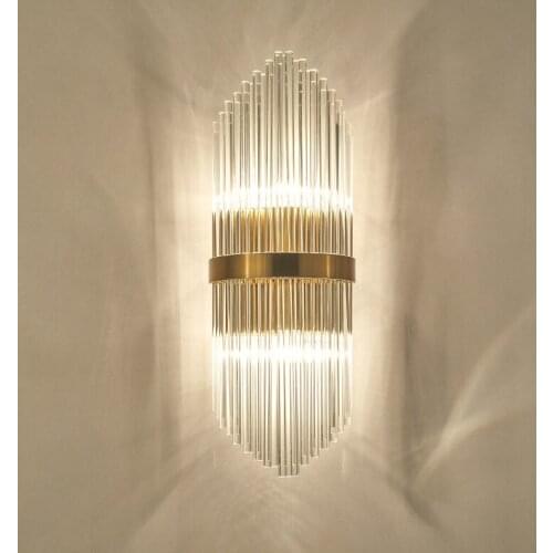 Nordic crystal stick wall lamp European simple postmodern bedside lamp bedroom living room corridor stair luxury lamp