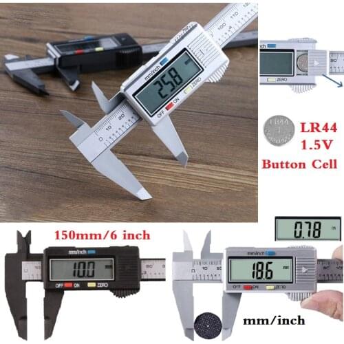 Stylish 150mm/6inch LCD Digital Electronic Carbon Fiber Vernier Caliper Gauge Micromete