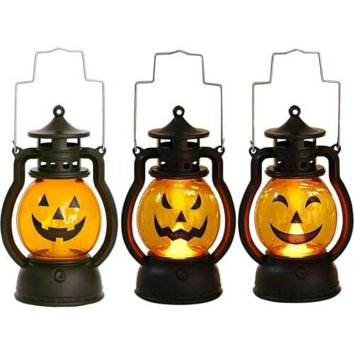 LED Pumpkin Skull Lantern Light Halloween Decorative Prop Ornament for Home Festival Party Oil Lamp Lantern Atmosphere Props