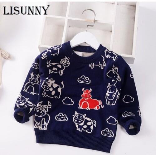 Boys Sweater 2021 Autumn Winter Baby Sweater Jumper Cartoon O-Neck Children Sweater Fashion Toddler Pullover Kids Clothes 1-7y