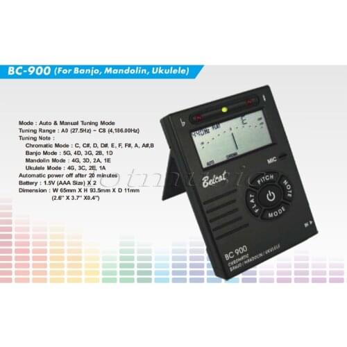 Belcat BC 900 Tuner for Banjo Mandolin and Ukulele Black