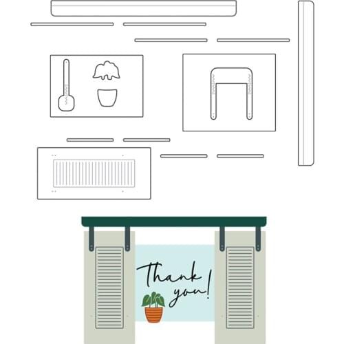 Hello There Thank You Sweet Home Window Metal Cutting Dies Matching Clear Silicone Stamp Scrapbooking Card Making New Stencil