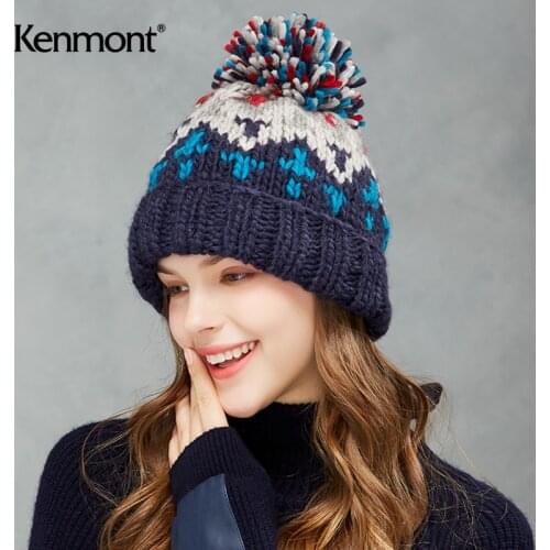 Womens Pullover hat, winter hat, knitted hat, lovely autumn and winter skiing versatile wool ball cap 9357