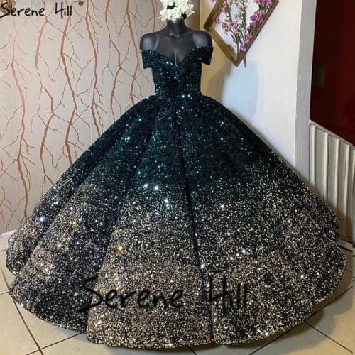 Serene Hill Off Shoulder Contrast Color Green Silver Wedding Dress 2021 Sweetheart Luxury Bridal Gown Custom Made CHA2305