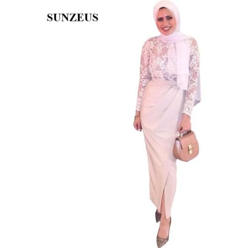 Saudi Arabic Women Evening Dresses With Long Sleeves Ankle Length Party Gowns Elegant Appliques Lace Formal Wear Robe