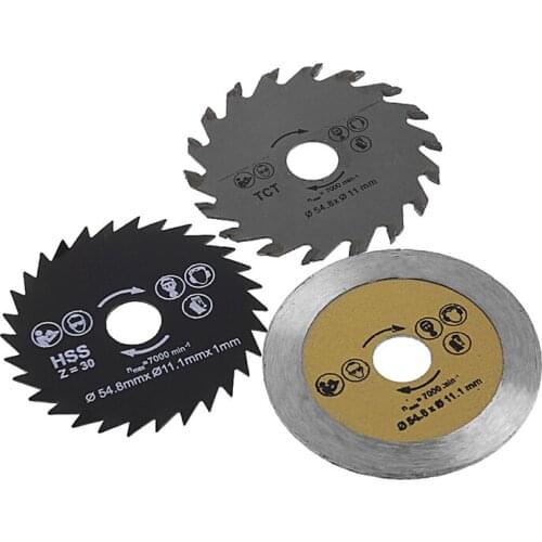 3 Pcs Circular Saw Blade Cutting Disc HSS Cutter Disc for Mini Drill Tools Wood Drills Tools Out Diameter 54.8mm -Y103