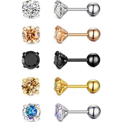 50pcs/lot New Arrive AB Clear Ear Piercing Cubic Zirconia Earring for Women Girl Free Shipping