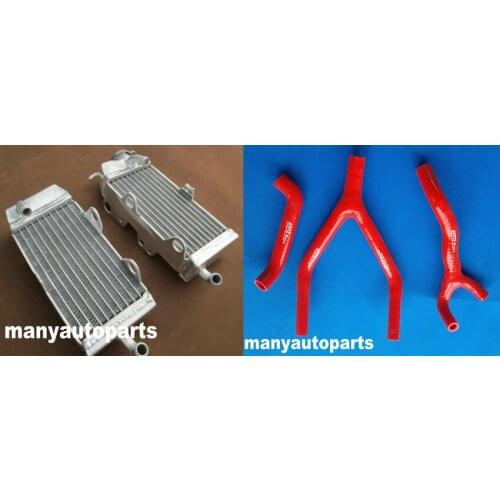 Aluminum radiator +RED silicone Y hose FOR Yamaha YZ125 YZ 125 1984 1985 84 85