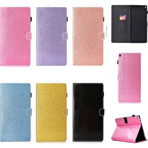 For Fire HD 10 2019 2015 Glitter Leather Cover Stand Tablet Case For Amazon Kindle Fire HD10 2017 10.1'' E-Book Reader Funda Pen