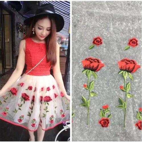 One-piece Cloth Classic Organza Chiffon Flower Embroidered Lace Fabric DIY Material Width 130cm 1yard
