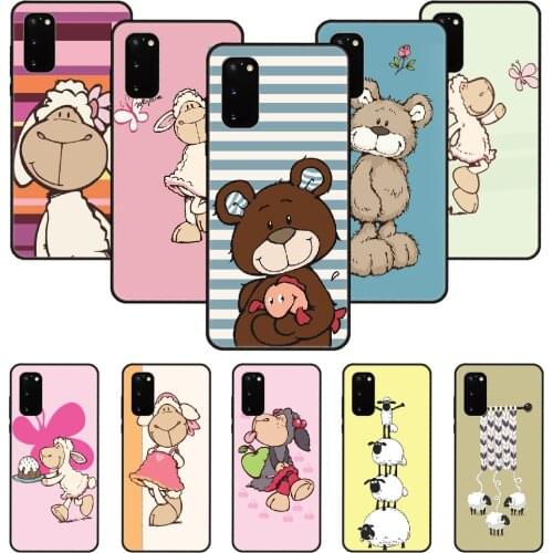 Phone Case For SamSung Galaxy S Note 10 20 7 6 9 8 Plus Edge E Ultra Lite Black Cover Prime Silicone Coque Lovely Cute Sheep