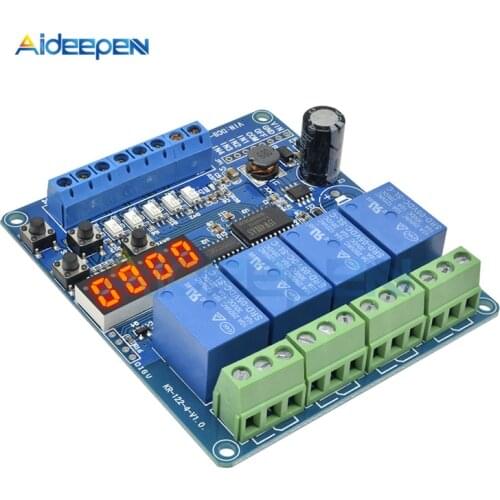 DC 8V-36V 4 Channel LED Display Multi-function Relay Module Board With optocoupler Self-locking Timing Relay Module