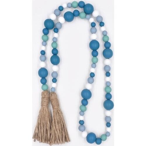 Wood Bead Garland Rustic Chic Decor Nursery Kids Room Decorations Wall Hanging Farmhouse Ornament