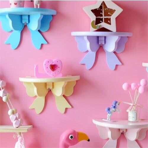 Wooden Shelf Storage Rack Kawaii Bedroom Shelves Wall-mounted Cosmetic Racks Decoration Shelf Girly Heart Clapboard Organizer