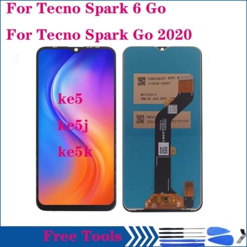 6.52" Display For TECNO Spark 6 Go KE5J Ke5k KE5 LCD Display Screen Touch Sensor Digitizer Assembly For SPARK GO 2020 Screen