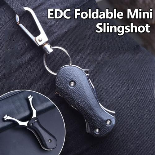EDC Foldable Slingshot Hunting Bow Pocket Catapult Stainless Steel Rubber Band Shooting Folding Mini Pass Security Inspection