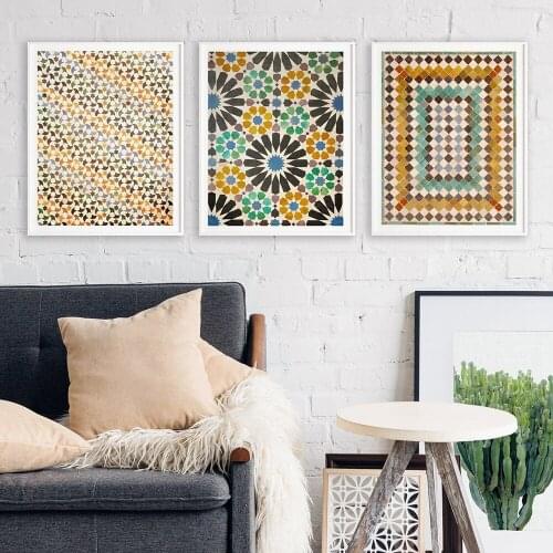 Allah Muslim Islamic Calligraphy Canvas Art Geometric Painting Alhambra Tiles Decorative Posters And Prints Wall Art Pictures