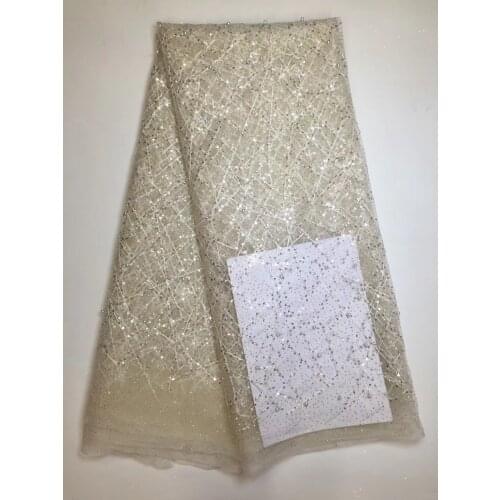French African Lace Fabric Guipure Sequined Beaded Cotton Cord Tulle Nigerian Tissu Mesh India Lace For Wedding Dress D17121