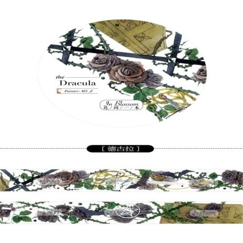 New Vintage Retro Rose Card Making Bullet Journal Masking Tape Adhesive Tape DIY Scrapbooking Sticker Label Washi Tapes