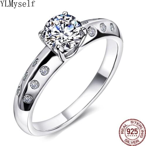 Solid Real Silver Ring Pave Shiny Cubic Zircon Fast Delivery Wedding Engagement 925 Fine Jewellery Statement Jewelry