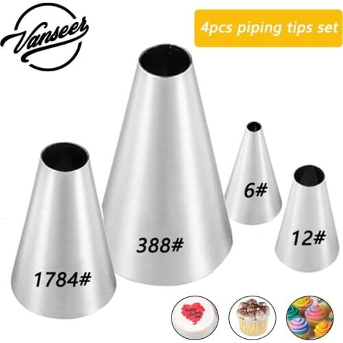 4pcs Round Nozzle Cake Decorating Pastry Tube Tools Different Size of Icing Piping Tips Set of Bakeware in family children DIY