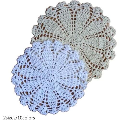 Round Lace cotton table place mat crochet coffee placemat pad Christmas glass drink coaster cup mug tea dining doily kitchen