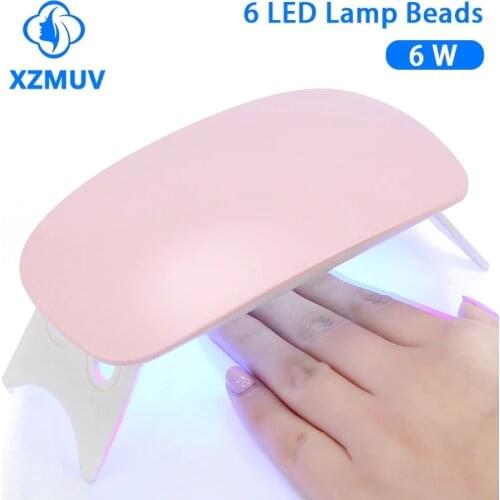 XZMUV Mini 6W Nail Dryer Machine Portable 6 LED UV manicure Lamp nails USB Cable Home Use Nail lamp for drying nails