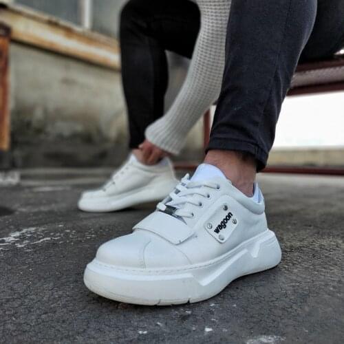 WG018 White Male High Sole Shoes
